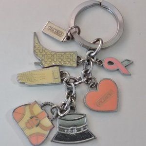 Coach Pink Ribbon Keychain Bag Purse Charm Keyring